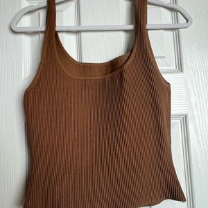 Aritzia Babaton Camel Brown Ribbed Women's Tank Top